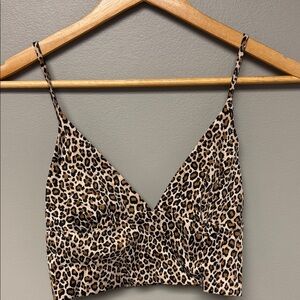 Zara Leopard Print Crop Top Size S Animal Print Cami